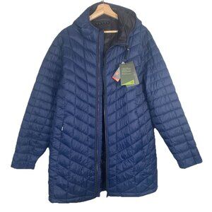 Outdoor Ventures Womens PARKA 2XL Blue Puffer Hooded Zip Pockets Long Length NEW